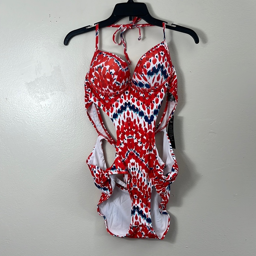 Biki read printed tummy control monokini swimwear size L